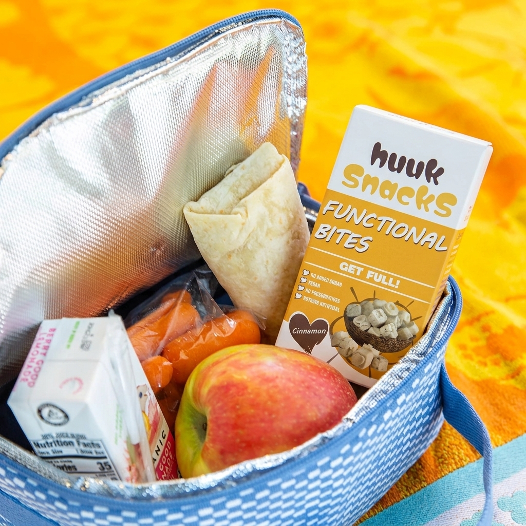 gluten free sugar free keto friendly high protein get pepper jacked moon cheese in a lunch bag with an apple, carrots, juice box and a wrap